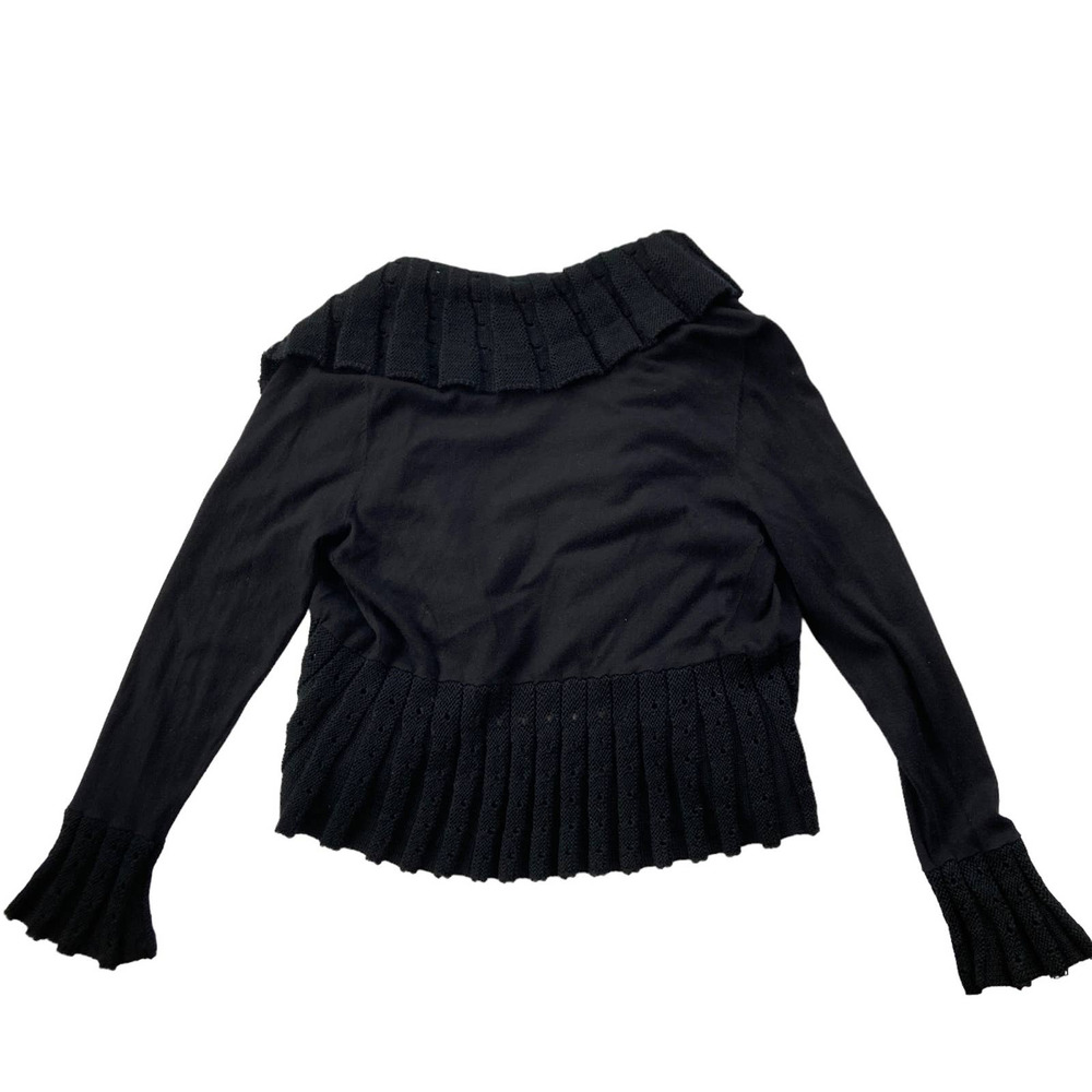 Cache Vintage Y2K Wool Blend Ribbed Cardigan Black Size Large - Picture 9 of 9